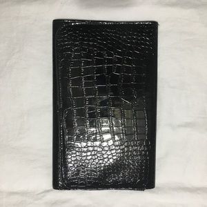 Black Crocodile Print Clutch